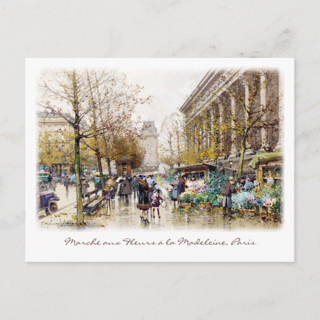 Postal Mercado de flores en Madeleine, París (Anverso)