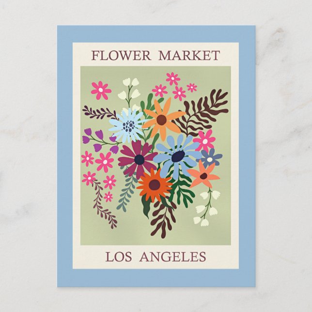 Postal Mercado de Flores, Los Ángeles, (Anverso)