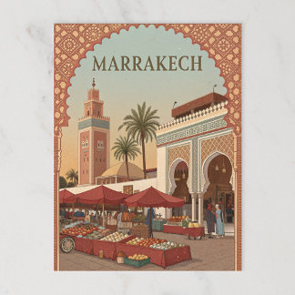Postal Mercado de Marrakech y Arches Vintage