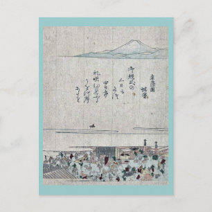 Postal Mercado de pescado en Ukiyoe de Nihonbashi