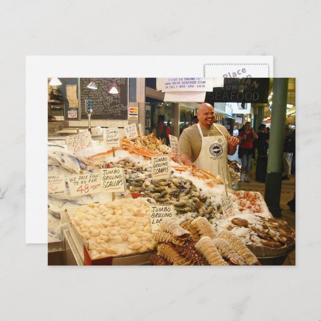 Postal Mercado de pescado Seattle Washington (Anverso / Reverso)