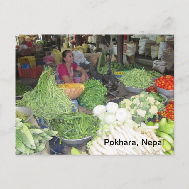 Postal Mercado de Pokhara (Anverso)