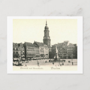 Postal Mercado e Iglesia, Dresden Alemania 1908 Vintage