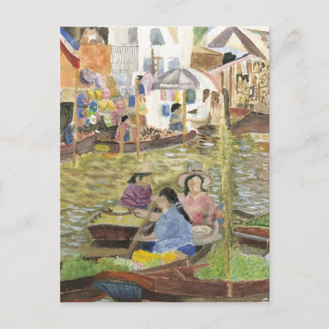 Postal Mercado flotante Bangkok (Anverso)