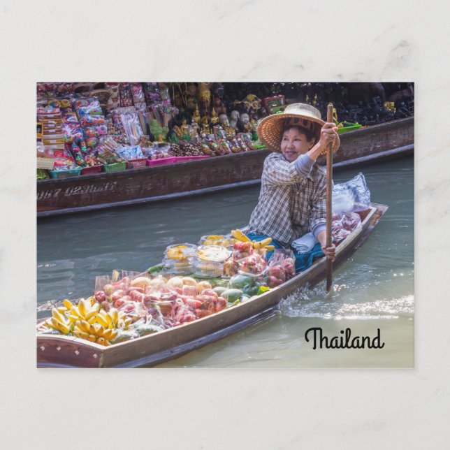 Postal Mercado flotante, Tailandia (Anverso)