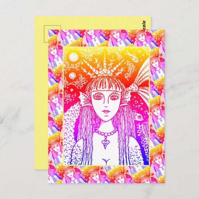 POSTAL MERCADO GÓTICO, SIRENA DEL MAR NEGRO FANTASÍA WHIM (Anverso / Reverso)