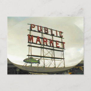 Postal Mercado público en Seattle, WA Fish Bowl View