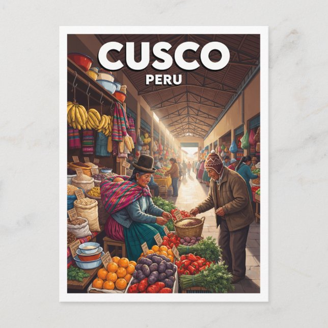 Postal Mercado San Pedro, Cusco Perú (Anverso)