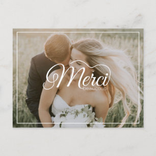Postal Merci Beaucoup Escritura Moderna Foto Boda
