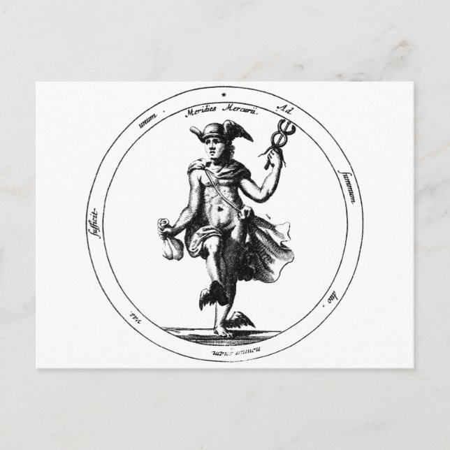 Postal Mercurio alquímico y Caduceo (Anverso)
