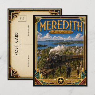 Postal Meredith New Hampshire Arte Deco Vintage Edad Dora