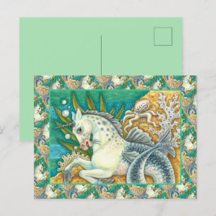 POSTAL MERHORSE Y OCTOPUS BLANCO, CABALLO UNICORN FANTASY
