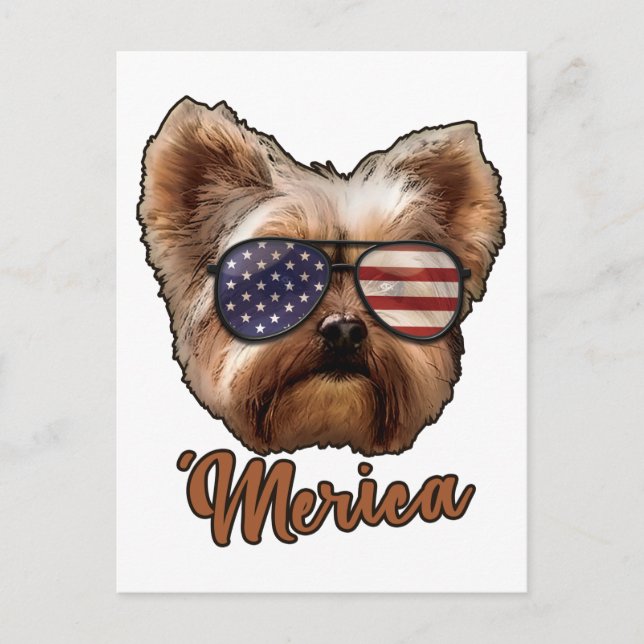 Postal Merica Yorkshire, Dog Lover, America Flag, Estados (Anverso)