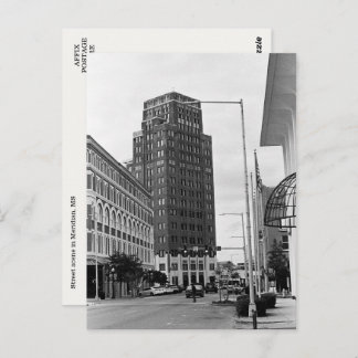 Postal Meridian, MS Downtown Scene Photo Postcard