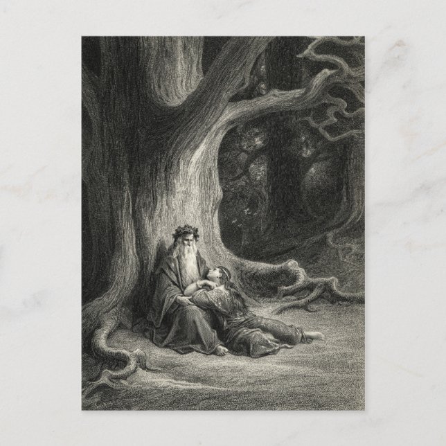 Postal Merlin y Vivien (Anverso)