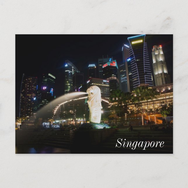 Postal Merlion de Singapur en Skyline (Anverso)