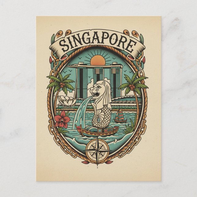 Postal Merlion Singapur (Anverso)