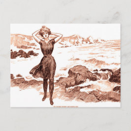 Postal Mermaid Beach Gibson Chica Vieja