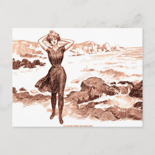 Postal Mermaid Beach Gibson Chica Vieja