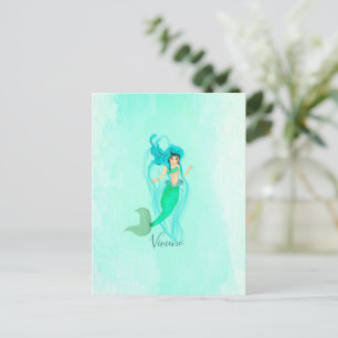 Postal Mermaid Blue Green Tail Personal