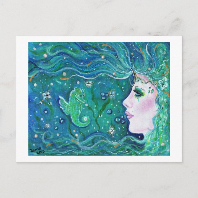 Postal Mermaid Harmony por Renee Lavoie (Anverso)