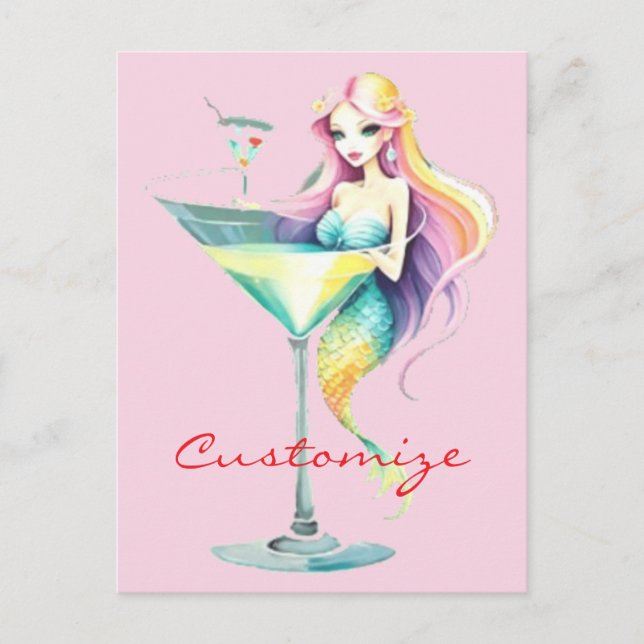 Postal Mermaid Martini Chica Thunder_Cove (Anverso)