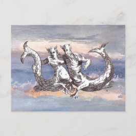 POSTAL MERMAID & MERMAN EN CIELO OCEÁNICO