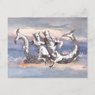 POSTAL MERMAID & MERMAN EN CIELO OCEÁNICO