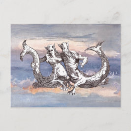 POSTAL MERMAID & MERMAN EN CIELO OCEÁNICO