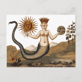 Postal Merman con símbolo medieval de tres caras