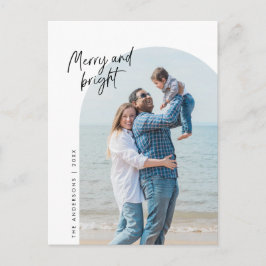 Postal Merry and Bright, Family Photo, Arch, Grey
