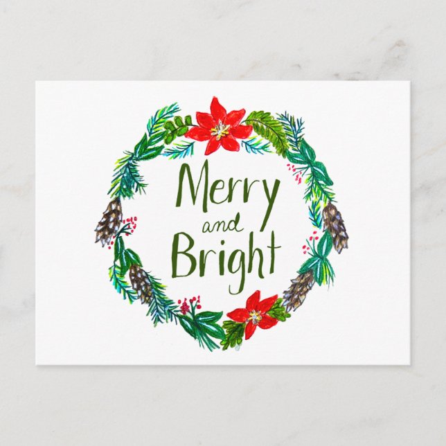 Postal Merry and Bright Postcard (Anverso)