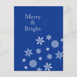 Postal Merry and Bright Snowflakes Blue Christmas   