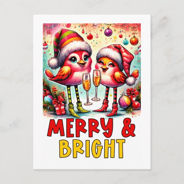 Postal Merry & Bright Birds  (Anverso)