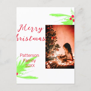 Postal Merry Bright Navidades agregan nombre de familia a