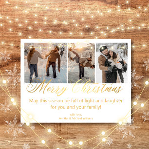 Postal merry christmas 3 photos collage golden wedding