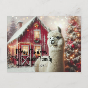 Postal Merry Christmas Alpaca