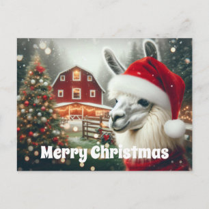 Postal Merry Christmas Alpaca