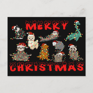 Postal Merry Christmas Animals with Lights 
