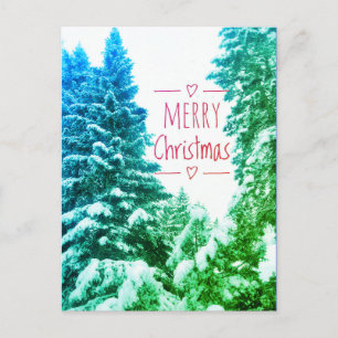 POSTAL MERRY CHRISTMAS ÁRBOLES VERDE POSTCARD