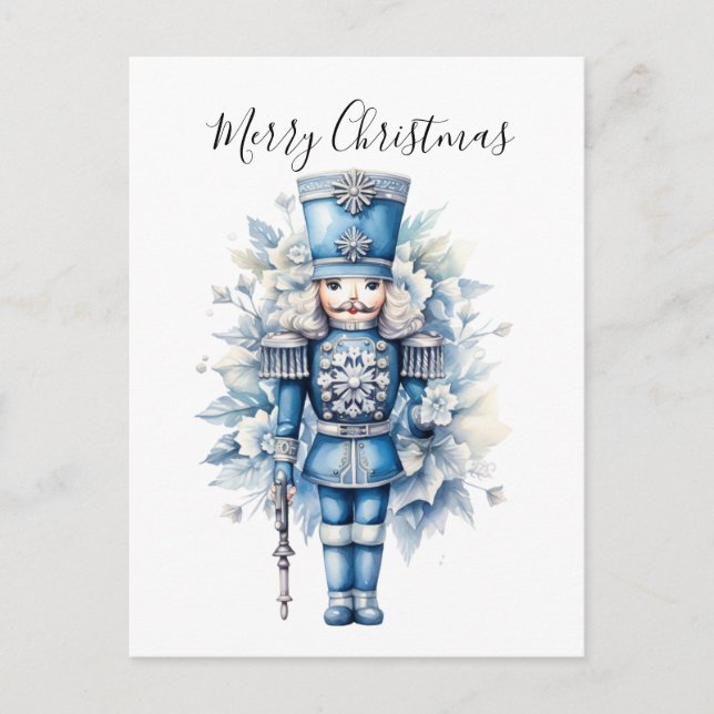 Postal Merry Christmas Blue Nucracker (Anverso)