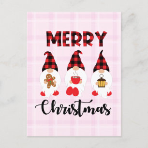 Postal Merry Christmas- Buffalo Plaid Gnomes