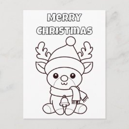 Postal Merry Christmas Color Me Reindeer 