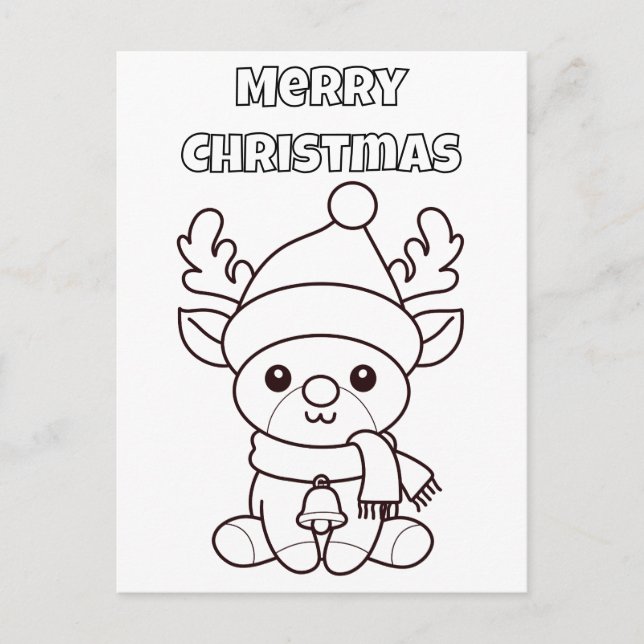 Postal Merry Christmas Color Me Reindeer  (Anverso)