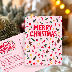 Postal MERRY CHRISTMAS Cute Doodle Whimsical PERSONALIZAD