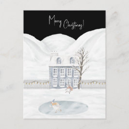 Postal Merry Christmas Cute Winter Scene Snow Card