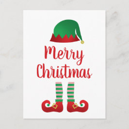 Postal Merry Christmas Elf Outfit Red Typography