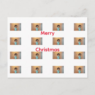Postal Merry Christmas Family Kids Baby Photo Template
