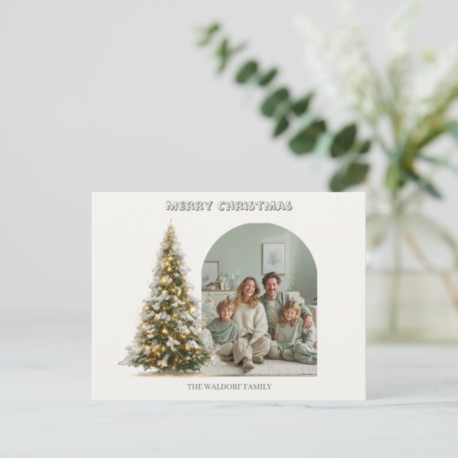 Postal Merry Christmas Family Photo | Custom Holiday Card (Anverso de pie)