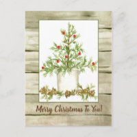 Merry Christmas Farmhouse Tree Woodgrain